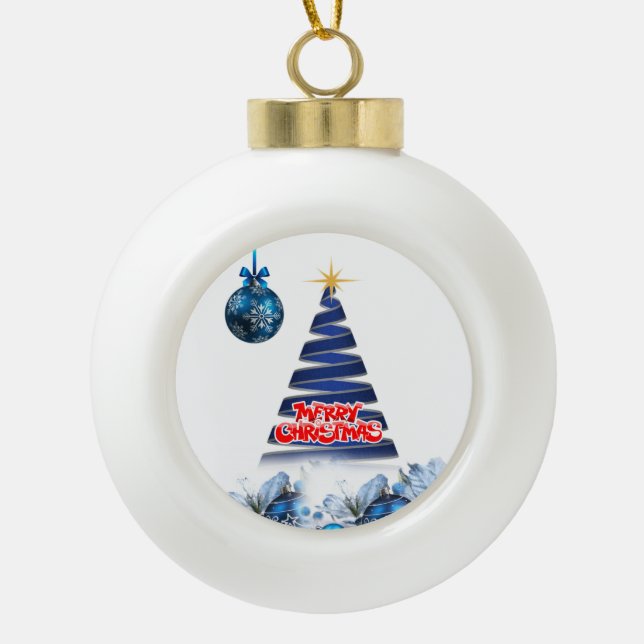 Weihnachten Keramik Ball Ornament, Frohe Weihnacht Keramik Kugel-Ornament (Vorderseite)