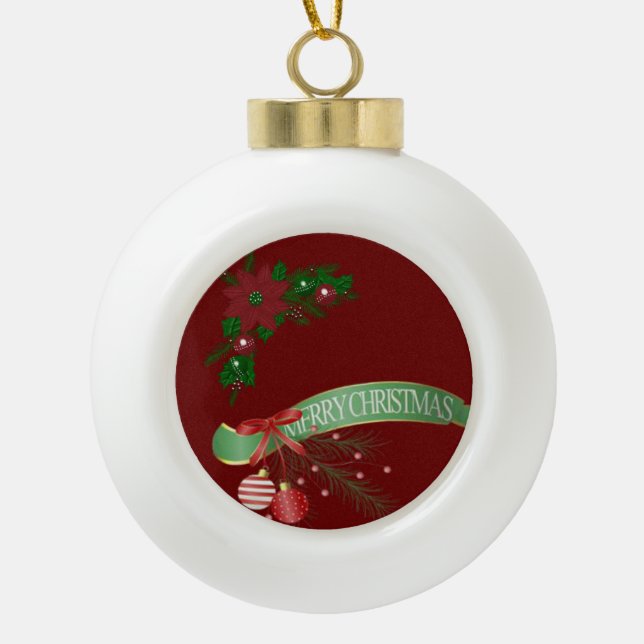 Weihnachten Keramik Ball Ornament, Frohe Weihnacht Keramik Kugel-Ornament (Vorderseite)