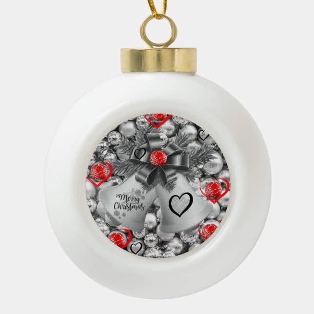 Weihnachten Keramik Ball Ornament, Frohe Weihnacht Keramik Kugel-Ornament (Vorderseite)