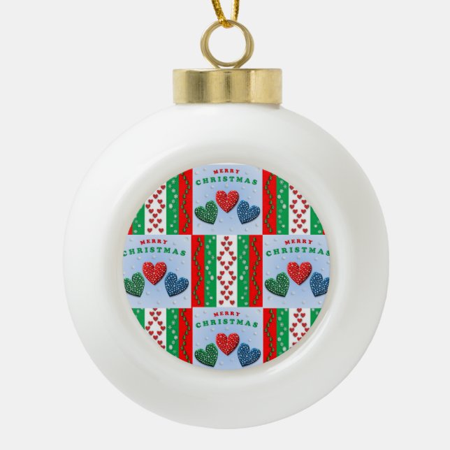 Weihnachten Keramik Ball Ornament, Frohe Weihnacht Keramik Kugel-Ornament (Vorderseite)