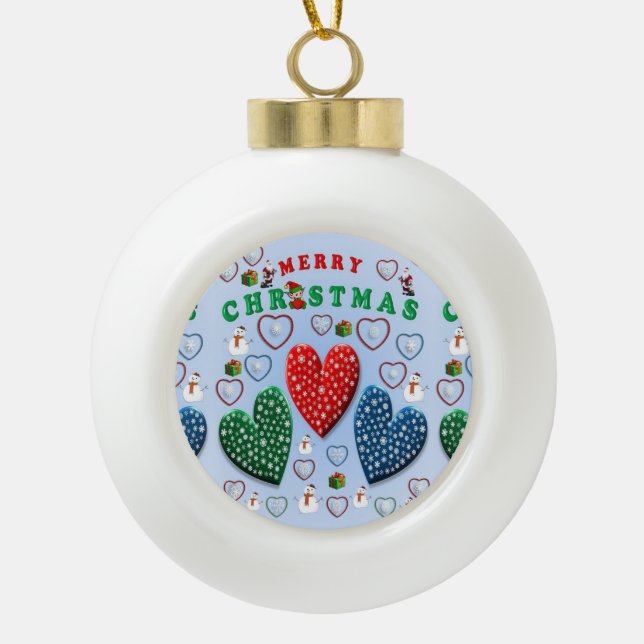 Weihnachten Keramik Ball Ornament, Frohe Weihnacht Keramik Kugel-Ornament (Vorderseite)