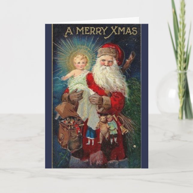 Weihnachten - Kind des Weihnachtsmannes und des Gö Karte (Vorderseite)