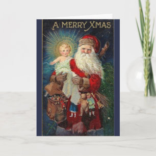 Weihnachten - Kind des Weihnachtsmannes und des Gö Karte