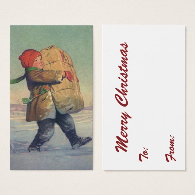 Weihnachten, Kind mit großem Paket (Vorne & Hinten)