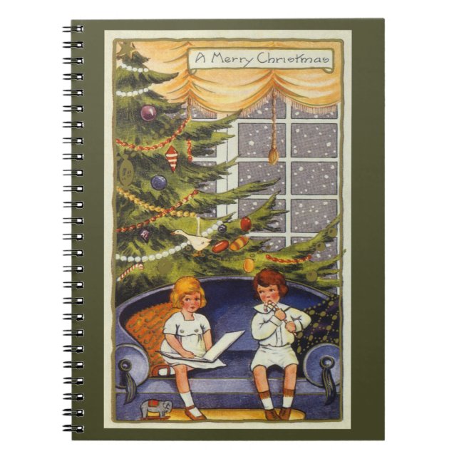 Weihnachten, Kinder auf einer Couch sitzen Notizblock (Vorderseite)
