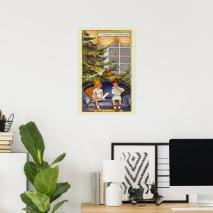 Weihnachten, Kinder auf einer Couch sitzen Poster