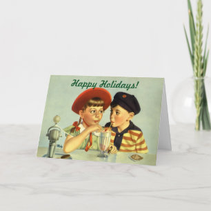 Weihnachten, Kinder, die einen Schüttelfrost teile Feiertagskarte