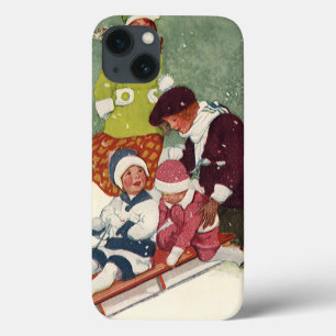 Weihnachten, Kinder Rodeln im Schnee Case-Mate iPhone Hülle