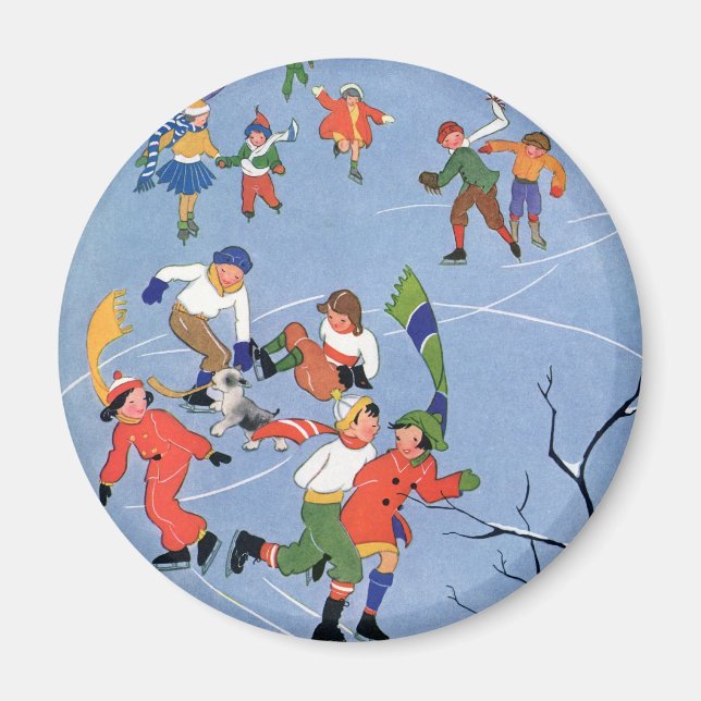 Weihnachten, Kindereis-Skaten auf dem See Magnet (Vorne)