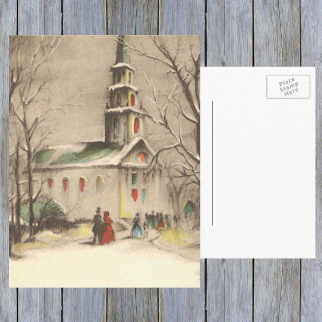 Weihnachten, Kirche im Winter Schnee Feiertagspostkarte (Von Creator hochgeladen)