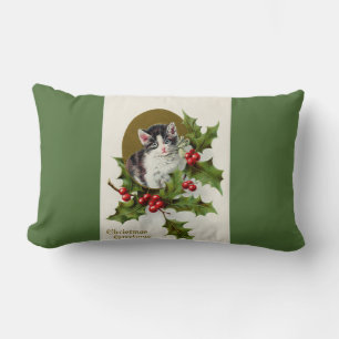 Weihnachten Kitten Grün Lumbalkissen Lendenkissen