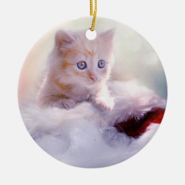 Weihnachten Kitten Keramik Ornament (Vorne)