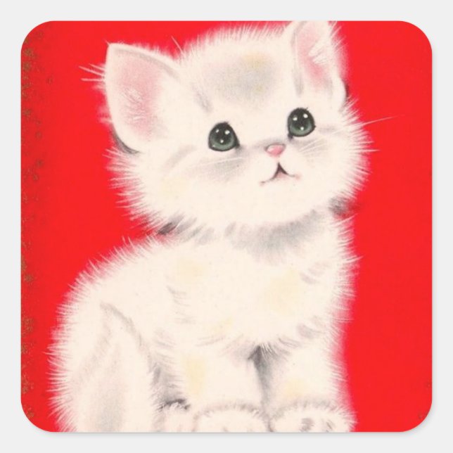 Weihnachten Kitten Quadratischer Aufkleber (Vorderseite)