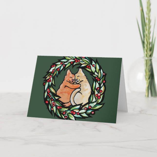 Weihnachten Kitty Cats Karte (Vorderseite)