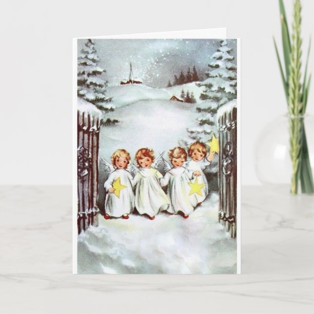 Weihnachten - Kleine Engel mit Sternen, Karte (Vorderseite)