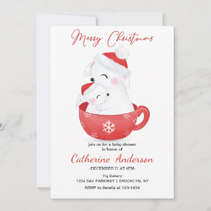 Weihnachten Kleine Hasen in einer Tasse Kinderdusc Einladung