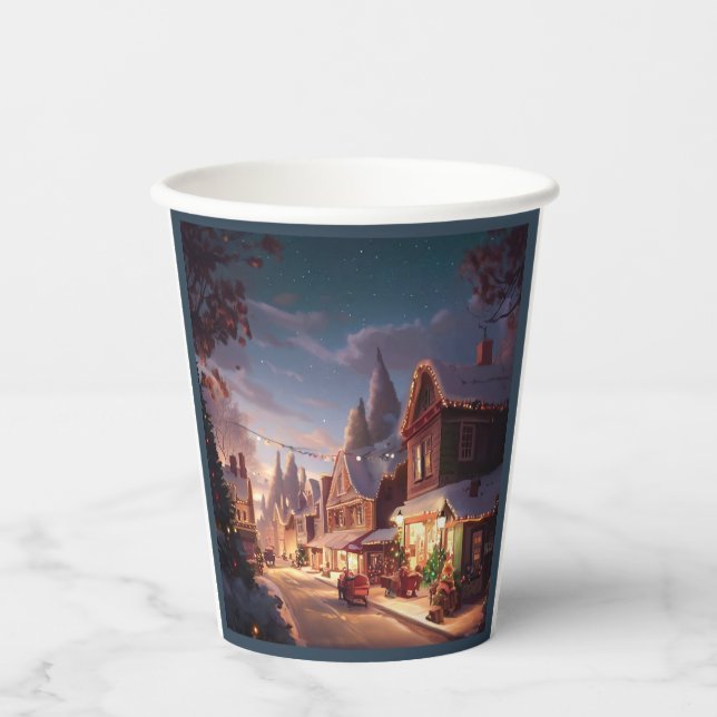 Weihnachten Kleinstadt 5 Pappbecher (Vorderseite)