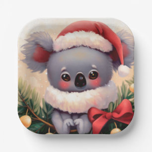 Weihnachten Koala 4 Pappteller