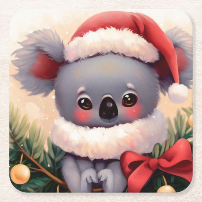 Weihnachten Koala 4 Rechteckiger Pappuntersetzer (Vorderseite)