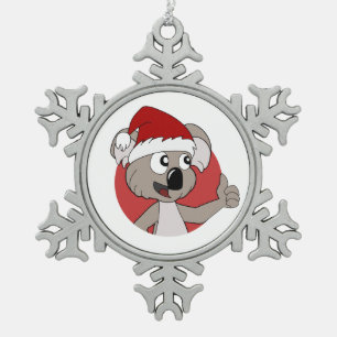 Weihnachten koala Cartoon Schneeflocken Zwergkuche Zinn-Ornament