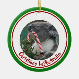 Weihnachten Koala mit Candy Cane in Eukalyptus Tre Keramik Ornament