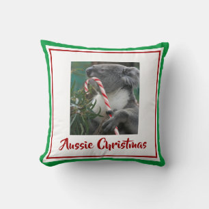 Weihnachten Koala mit Candy Cane in Eukalyptus Tre Kissen