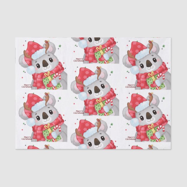 Weihnachten koala mit Earmuffs Seidenpapier (Vorderseite)