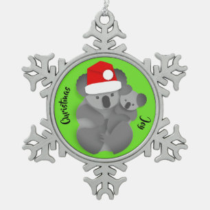 Weihnachten Koala und Joey Schneeflocken Zinn-Ornament