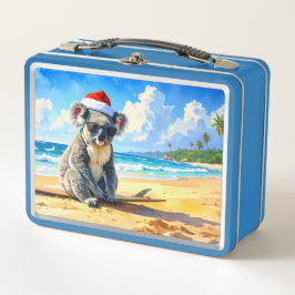 Weihnachten Koala Weihnachtsmannmütze am sonnigen  Metall Brotdose