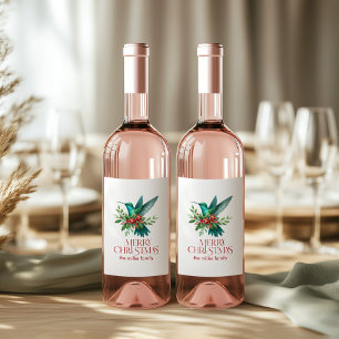 Weihnachten Kolibri Frohe Weihnachten Weinetikett