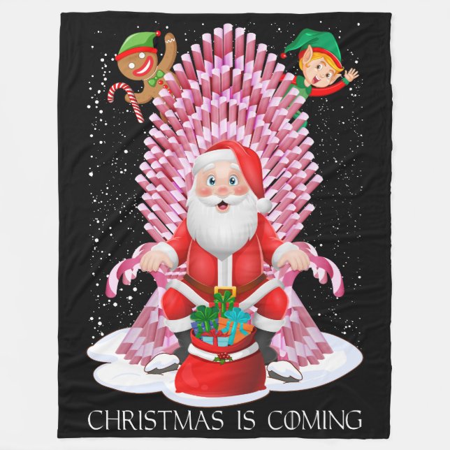 Weihnachten kommt der Weihnachtsmann Cane Candy Th Fleecedecke (Vorderseite)