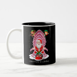 Weihnachten kommt der Weihnachtsmann Cane Candy Th Zweifarbige Tasse