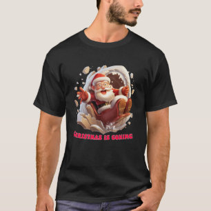 Weihnachten kommt lustig Weihnachtsmann kommt auf T-Shirt