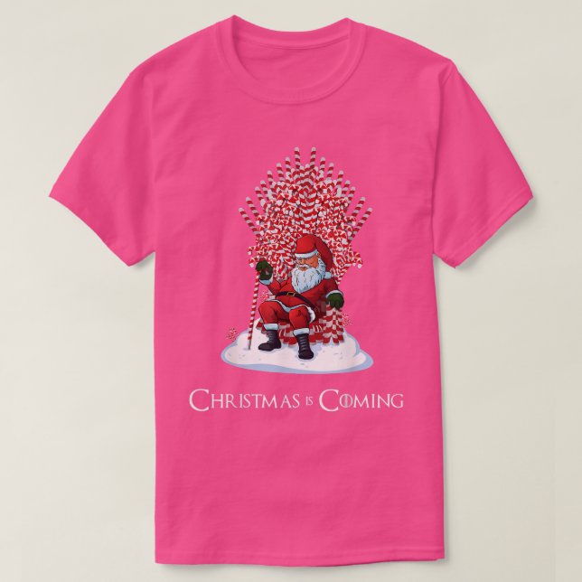 Weihnachten kommt Santa Candy Cane Throne Funny T-Shirt (Design vorne)