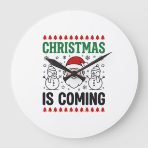 Weihnachten Kommt Santa Schneemann Design Große Wanduhr