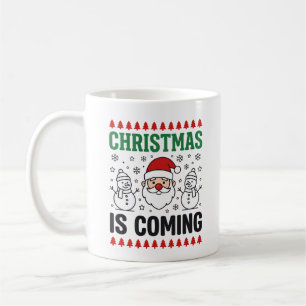 Weihnachten kommt Santa Schneemann Design Kaffeetasse