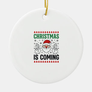 Weihnachten kommt Santa Schneemann Design Keramik Ornament