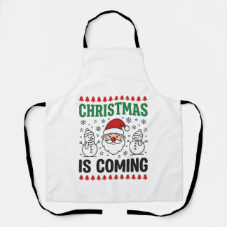 Weihnachten kommt Santa Schneemann Design Schürze