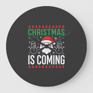 Weihnachten Kommt Santa Schneemann Große Wanduhr