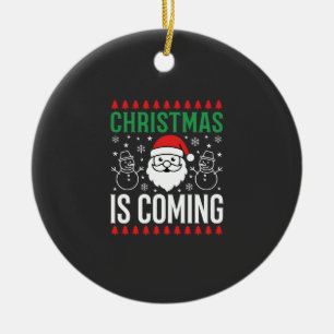 Weihnachten Kommt Santa Schneemann Keramik Ornament
