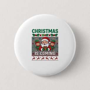 Weihnachten Kommt Weihnachtsmann Elfen Rentiere Button