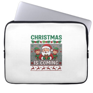 Weihnachten Kommt Weihnachtsmann Elfen Rentiere Laptopschutzhülle