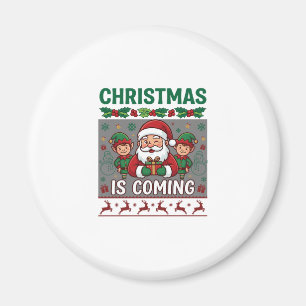 Weihnachten Kommt Weihnachtsmann Elfen Rentiere Magnet