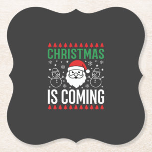 Weihnachten Kommt Weihnachtsmann Schneemann Untersetzer