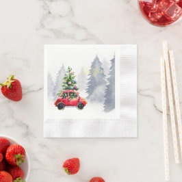 Weihnachten kommt zu uns, Red Truck Schneeflocken Serviette