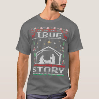 Weihnachten Krippe Wahre Geschichte Ugly Weihnacht T-Shirt
