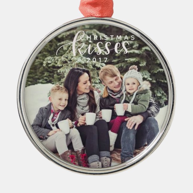 Weihnachten küsst Verzierung Silbernes Ornament (Vorne)