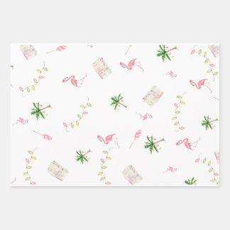 Weihnachten Küste Strand Flamingo Palmtree Geschenkpapier Set