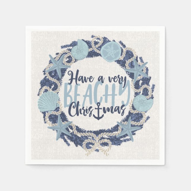 Weihnachten Küste Tropisches Meer Muschel Wreath - Serviette (Vorderseite)