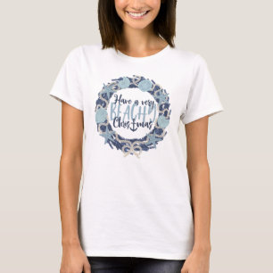 Weihnachten Küste Tropisches Meer Muschel Wreath - T-Shirt